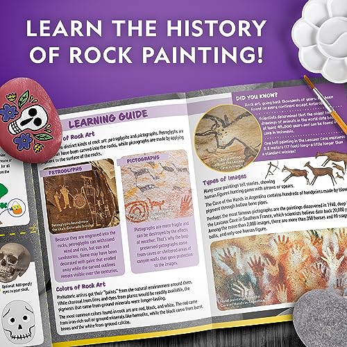 NATIONAL GEOGRAPHIC Creepy Creatures Rock Painting Kit - Halloween Arts & Crafts Kit for Kids, Decorate 10 River Rocks with 10 Paint Colors & More