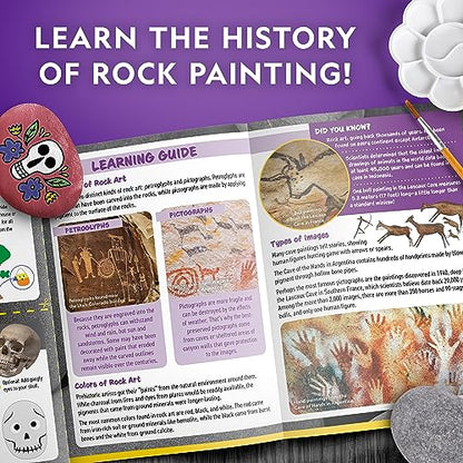 NATIONAL GEOGRAPHIC Creepy Creatures Rock Painting Kit - Halloween Arts & Crafts Kit for Kids, Decorate 10 River Rocks with 10 Paint Colors & More