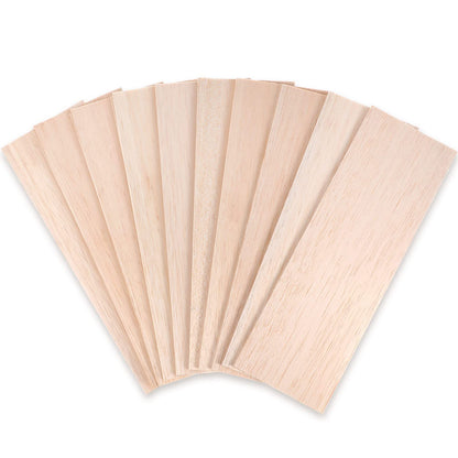 10 Pack Balsa Wood Sheets 1/8 Inches Thick 12 x 4 Inches Unfinished Wooden Board Wood Sheets for Crafts House Aircraft Ship Boat Arts School Projects