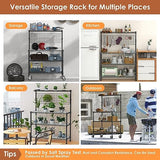 Leteuke NSF Certified 4-Tier Rolling Kitchen Bakers Rack with Adjustable Shelves and 20 S-Hooks Leteuke