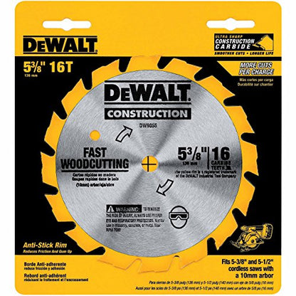 DEWALT Circular Saw Blade, 5 3/8 Inch, 16 Tooth, Wood Cutting (DW9055)