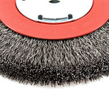 Forney 72750 Wire Bench Wheel Brush, Narrow Face Coarse Crimped with 1/2-Inch and 5/8-Inch Arbor, 6-Inch-by-.014-Inch Forney