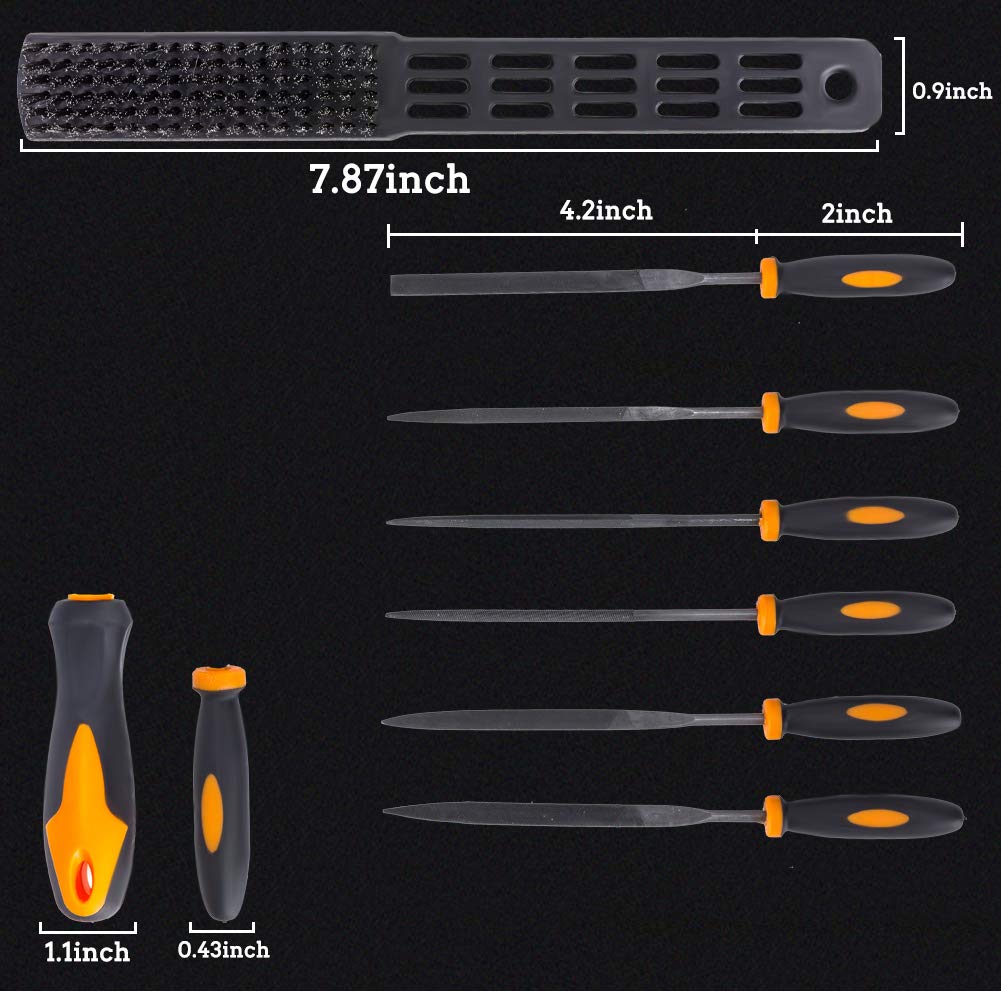 17Pcs File Tool Set with Carry Case,Premium Grade T12 Drop Forged Alloy Steel, Precision Flat/Triangle/Half-round/Round Large File and 12pcs Needle VUDAMAI