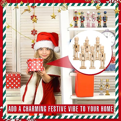 57 Pcs Christmas Unfinished Nutcracker Figures Set Include 18 Wooden Unpainted Nutcracker Soldier Ornament with Paint Brushes Beards and Paint Strips - WoodArtSupply