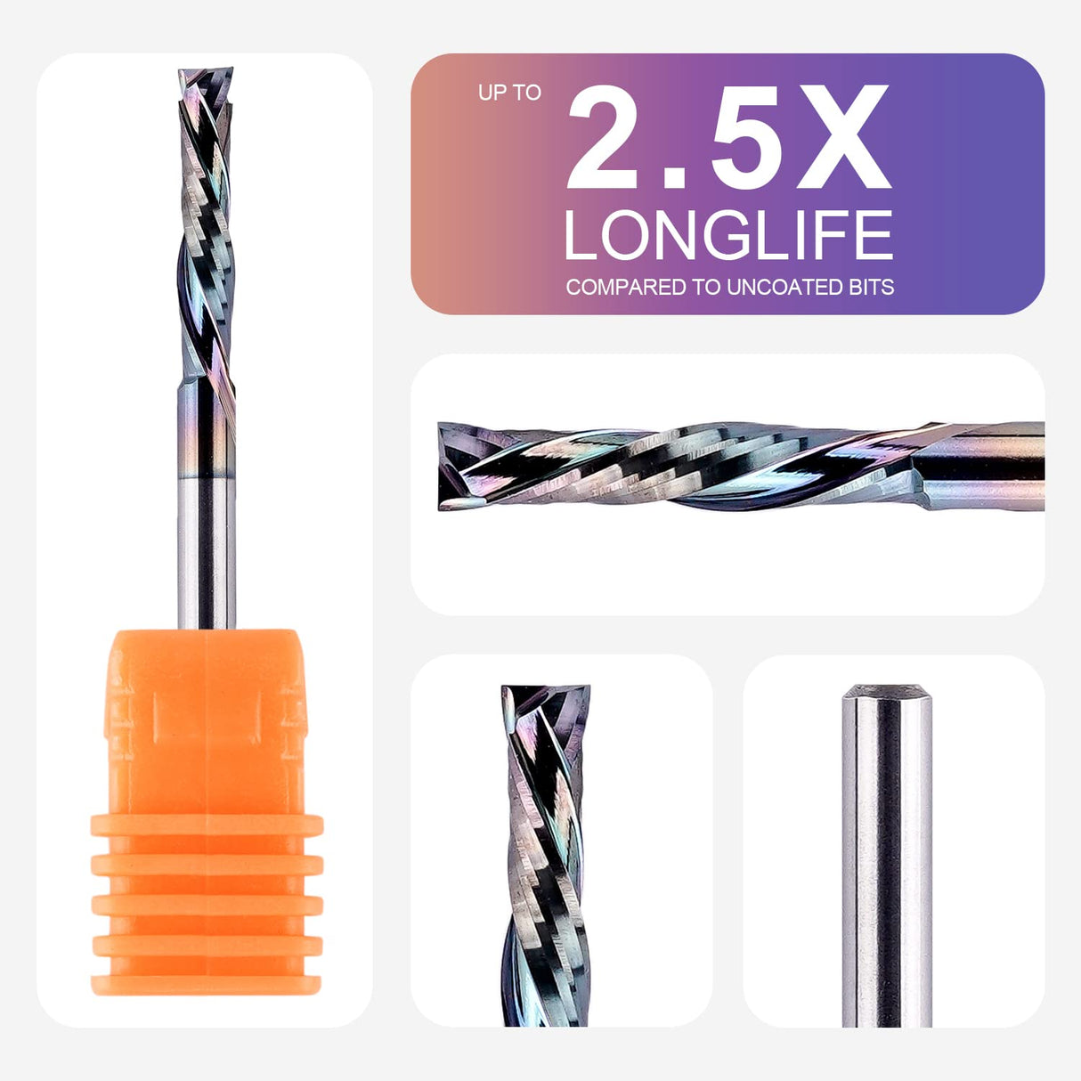 SpeTool 5Pcs Carbide Compression Router Bit Up&Down Cut 1/8 inch Cutting Dia for CNC Mill Machine Wookwork 3D Profile Detail Engraver Carving SpeTool