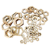 freneci 100Pcs Blank Wood Pieces Square Flowers Hexagon Hollow Unfinished Wooden Cutouts Embellishments for DIY Arts Craft Project, Picture Photo freneci