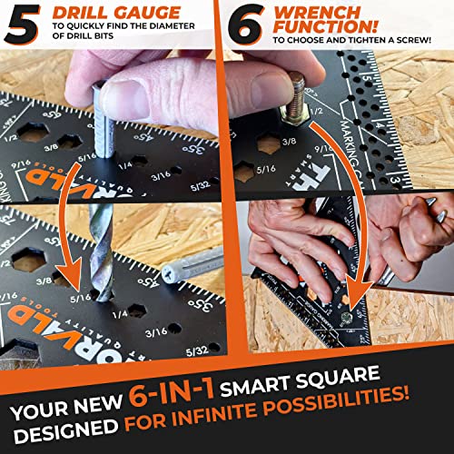 THORVALD 2 Carpenter Square 7 inch (1/16" Precision) + 2 Pencils + 12 Leads - T Square Multi-Purpose Carpenter Tools : Wrench, Square, Protractor, THORVALD