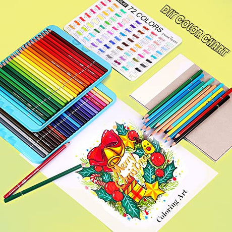 KALOUR Premium Colored Pencils,Set of 72 Colors,Artists Soft Core with Vibrant Color,Include 7 Metallic Color Pencils,Ideal for Drawing Sketching KALOUR