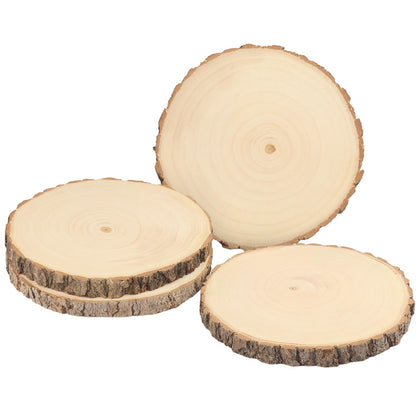 4 PCS 8-9 Inch Natural Wood Slices, Unfinished Paulownia Wood Circles with Barks for Coasters, DIY Crafts, Christmas Rustic Wedding Ornaments and - WoodArtSupply