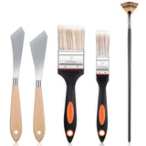 5 Pieces Painting Knife Set Background Blender Brush and Fan Blender Artist Brush Stainless Steel Palette Knife 2 Inch and 1 Inch Landscape Brush for CHENGU