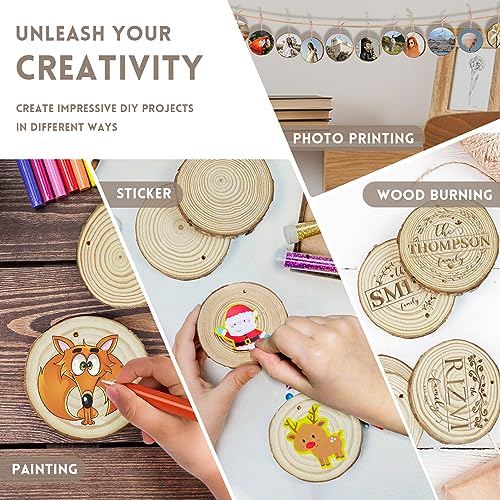 30 Pieces Unfinished Wood Slices, GOH DODD 3.5-4 Inch Craft Wood Kit Wood Coasters Wooden Circles Wood Rounds Wood Discs with Tree Bark for Arts - WoodArtSupply