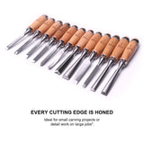 ATOPLEE 12pcs Wood Carving Chisel Set for Woodworking, Professional Wood Gouge Tools with Premium Case and Roll Up Bags for Carpenter Craftsman Gift ATOPLEE