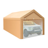 PHI VILLA 10x20 ft Heavy Duty Carport Car Canopy Garage Extra Storage Shelter Boat Party Tents Shed with Removable Sidewalls and Doors, Beige PHI VILLA
