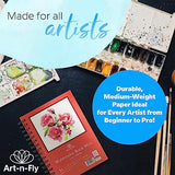 Art-n-Fly 5.5 x 8.5 in Watercolor Sketchpad Mini Book - 2 Pack x 35 Sheets Each- Spiral Bound and Microperforated - 300gsm / 140lb 8.5x5.5' Art-n-Fly