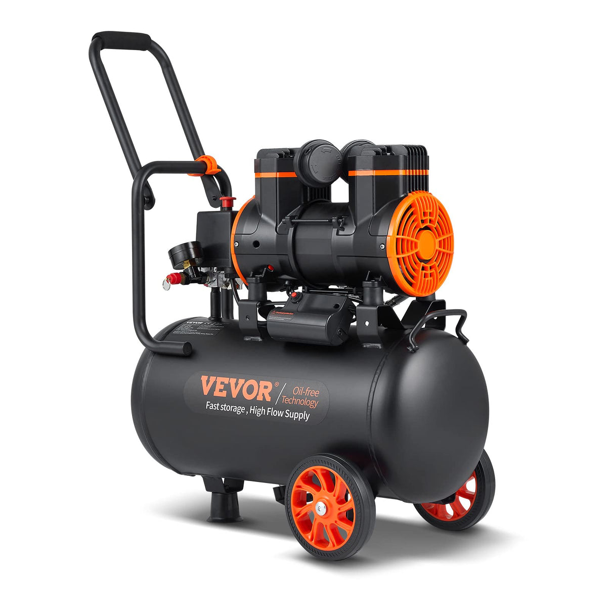 VEVOR 6.3 Gallon Air Compressor, 2 HP 3.35 CFM@ 90PSI Oil Free Air Com ...