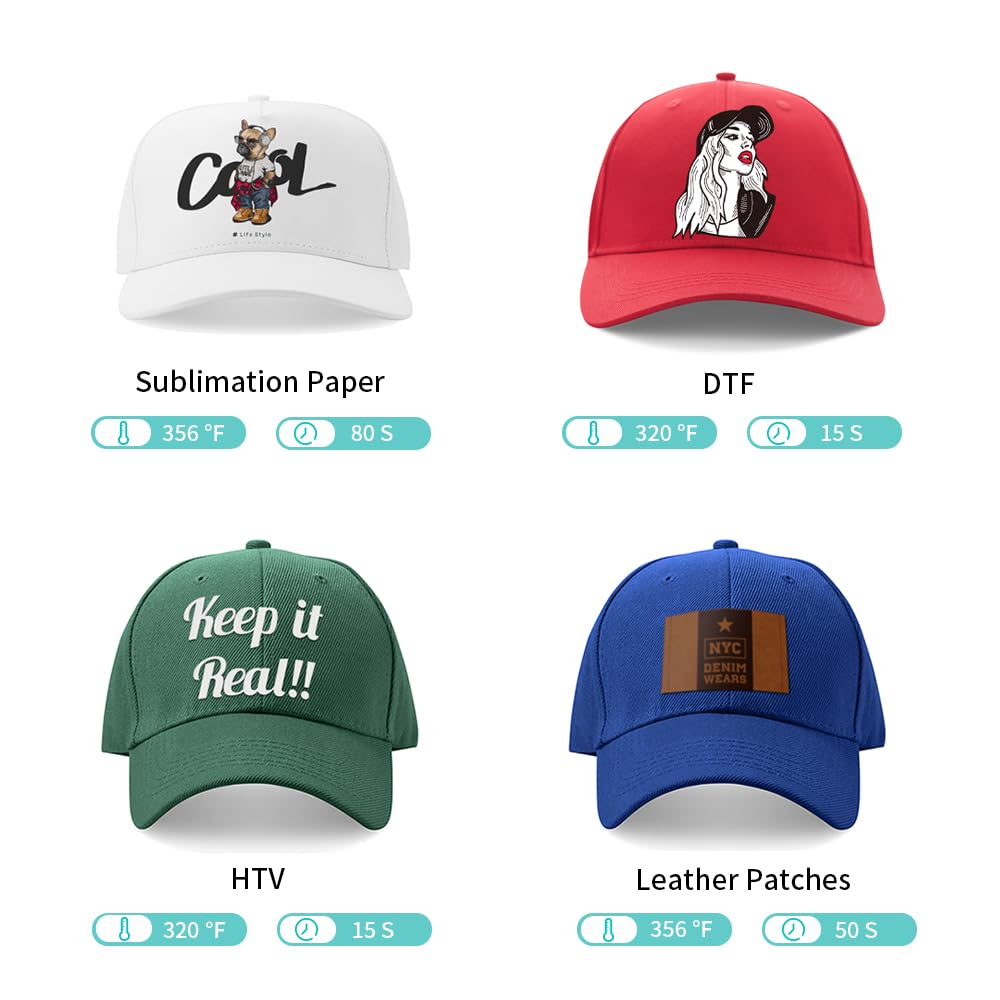 PYD Life 3 in 1 Mini Combo Heat Press Machine for Label Tag 5.8 x 5.8 Inch Light Blue 110 V Cap Hat Heat Press Machine,Sublimation Pens Heat Press PYD Life