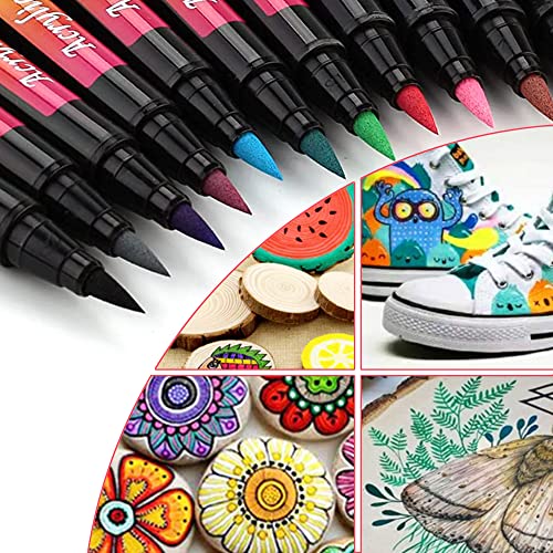 SMOOTHERPRO Acrylic Paint Pens Brush Tip 24 Colors 1-6mm for Rock Painting Water Based Acrylic Painting Supplies for Fabric Painting Wood Plastic - WoodArtSupply