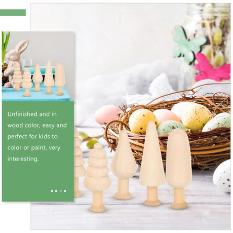 TEHAUX 20pcs Unfinished Wooden Trees, Blank Wooden Peg Dolls 5 Shape Mini Wooden Xmas Tree Craft Natural Small Wooden Tree for Arts Carfts Painting TEHAUX