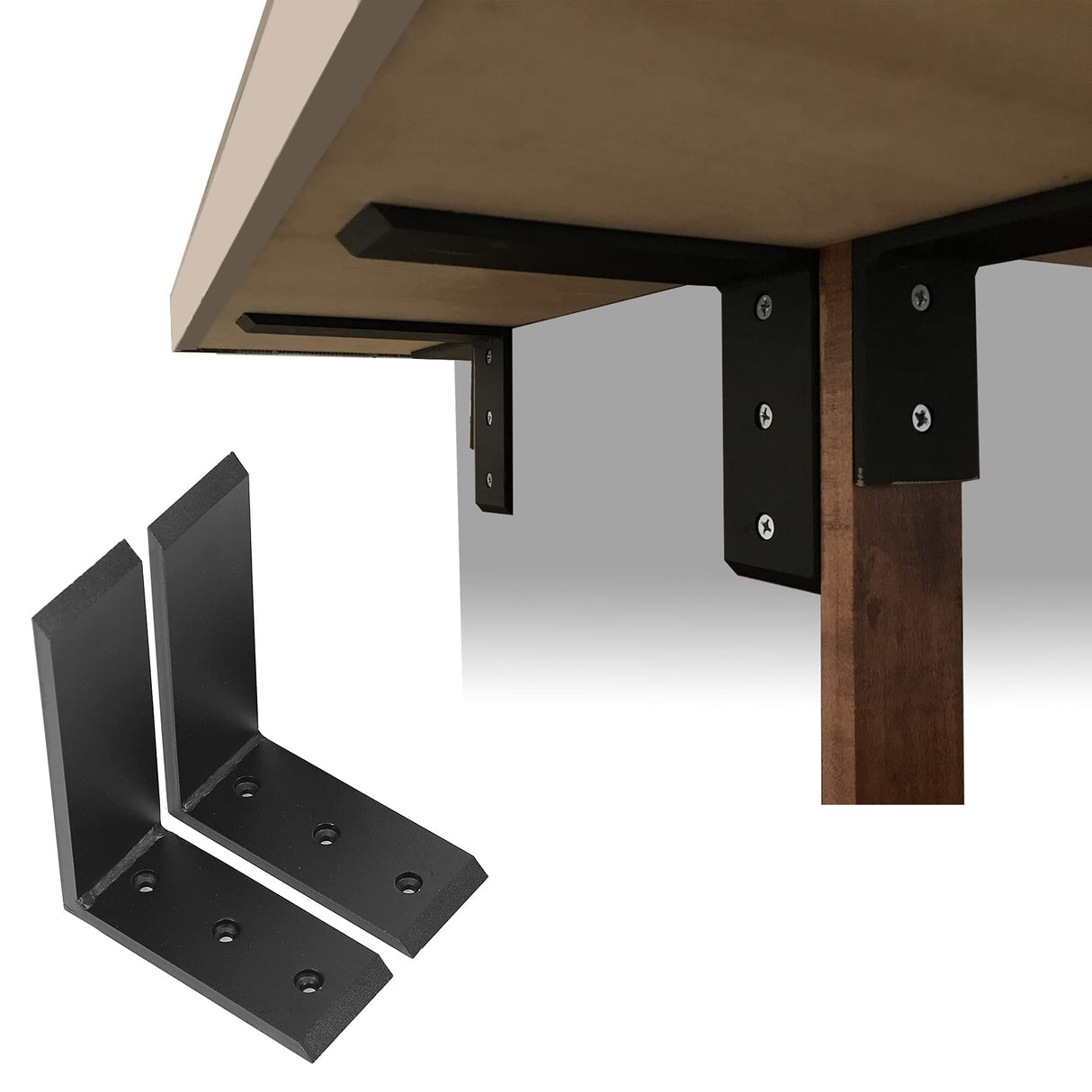 ECOTRIC 2Pcs Heavy Duty Black Steel 6"x8" Countertop Support Brackets Corbel Lot L Shelf for Table Bench, Bar Tops, Cabinetry, Shelves and DIY 500 ECOTRIC