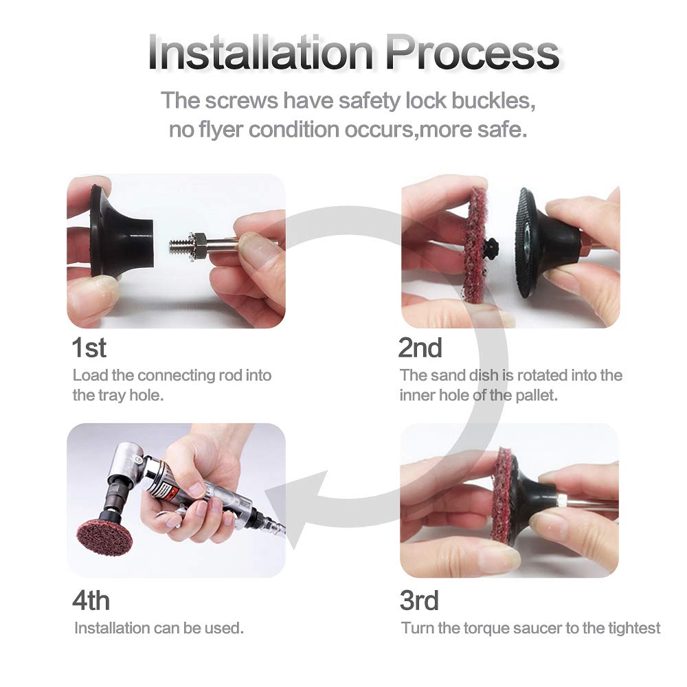 NYXCL Miroku 50Pcs Mixup 2 inch roll Lock Quick Change Discs Set, A/O Sanding Discs with 1/4" Holder, for Die Grinder Surface Prep Strip Grind Polish NYXCL