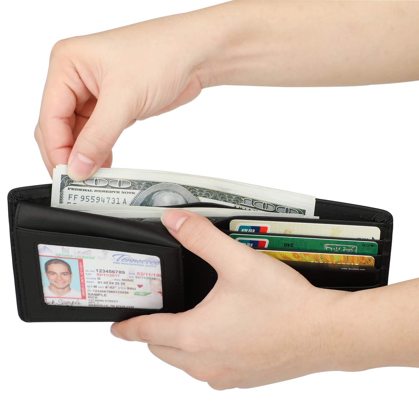 HIMI Wallet for Men-Genuine Leather RFID Blocking Bifold Stylish Wallet With 2 ID Window (Vintage Black) HIMI