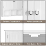 ChooChoo Bathroom Cabinet Wall Mounted 2-Door with 3 Open Shelves, Wooden Medicine Cabinets with Adjustable Shelf, Space Saver Storage Cabinets Over ChooChoo