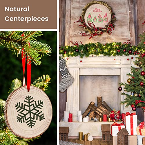 Maputune 8 Pcs 6-7 in Large Unfinished Wood Slices for Centerpieces, Natural Rustic Wooden Plate for DIY Craft, Round Wood Chips for Signage Painting Maputune