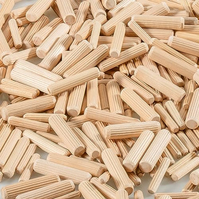 Sukh 300Pcs Wooden Dowel Pins - Wooden Dowels Fluted Wood Dowel Pins with 1/4，5/16 and 3/8-inch for Joining in Furniture, Cabinets and Other