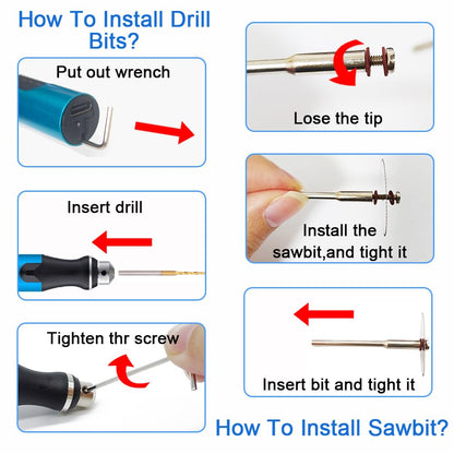 3-Speed Cordless Mini Drill Pen With 8 Small Drill Bits,Rechargeable Electric Hand Drill Pin Vise,Micro Drill Set For Jewelry - WoodArtSupply