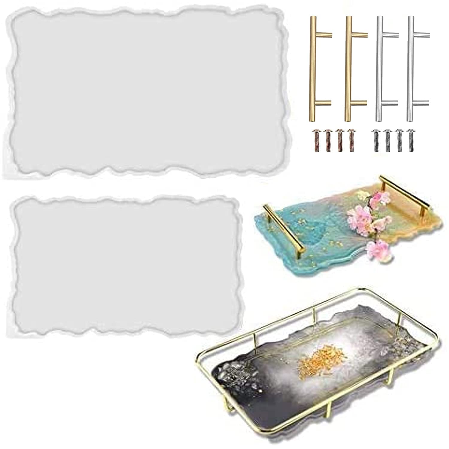 ResinWorld 2 Pack Large Silicone Molds Epoxy Resin Geode Tray Mold DIY for Making Resin Tray ResinWorld