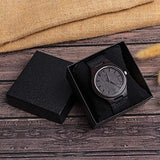 KOSTING Engraved Mens Handmade Vintage Analog Quartz Personalized Wooden Watches Custom Men Watch with Cowhide Leather Strap Sleek Ebony Wood KOSTING