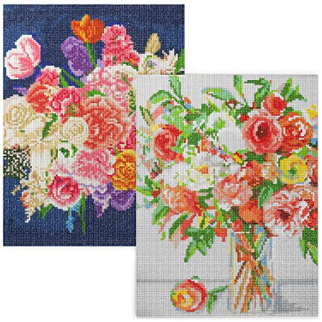 Arteza 5D Diamond Painting Kit, 2-Pack, Floral Designs, Full-Drill Diamond Art for Adults, 12 x 16 Inches Canvases, Round Rhinestones, & Painting ARTEZA