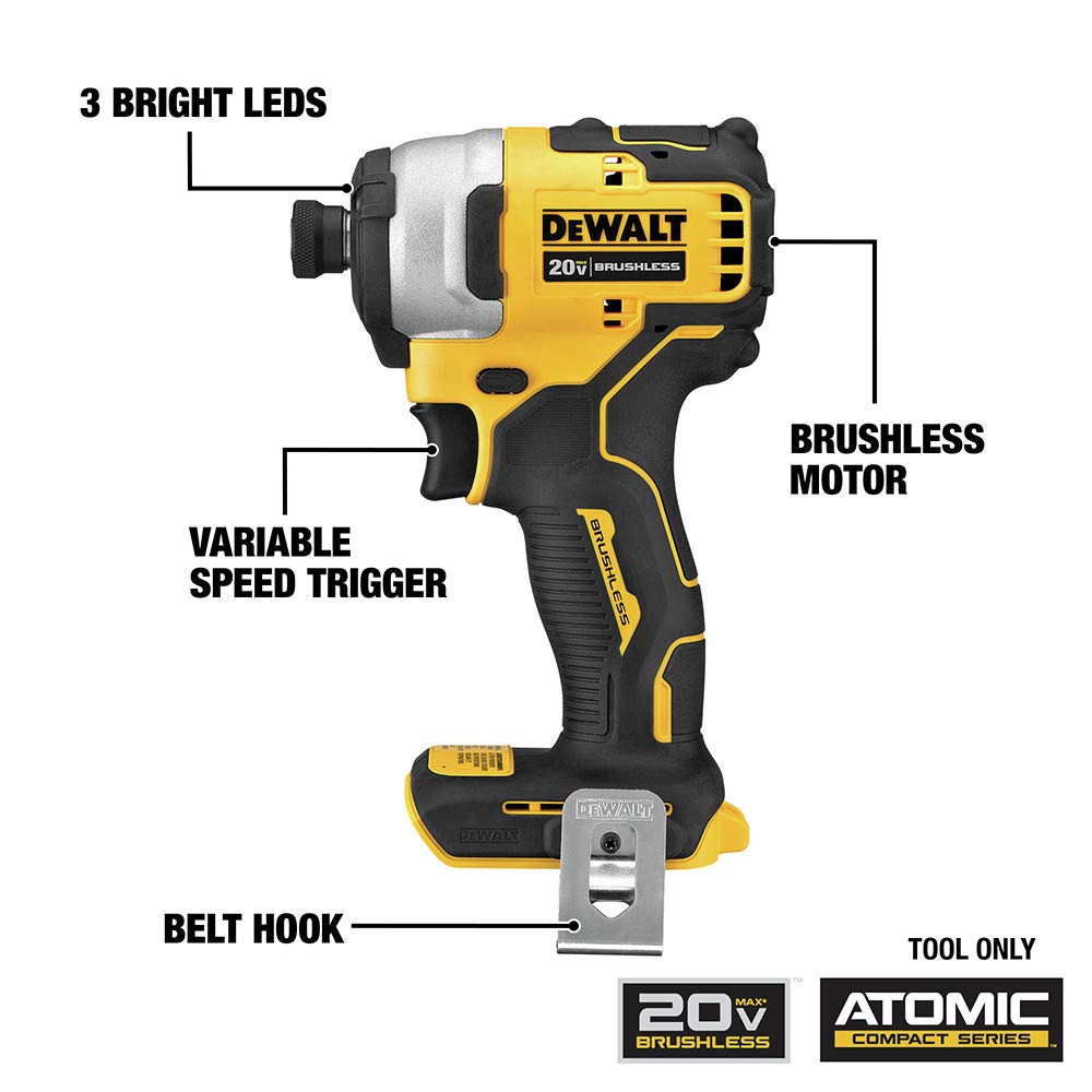 Dewalt DCK489D2 ATOMIC 20V MAX Brushless Lithium-Ion Cordless 4-Tool Combo Kit (2 Ah) - WoodArtSupply