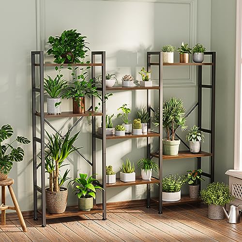 Rustic Brown SUPERJARE 4-Tier Bookshelf with 11 Display Shelves for Home & Office SUPERJARE