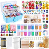 Resin Decoration Accessories Kit,Resin Supplies Kit for Beginner,with Dried Flowers,Butterfly Stickers,Resin Mica Powder and Fillers,Resin Measuring Myzzxt