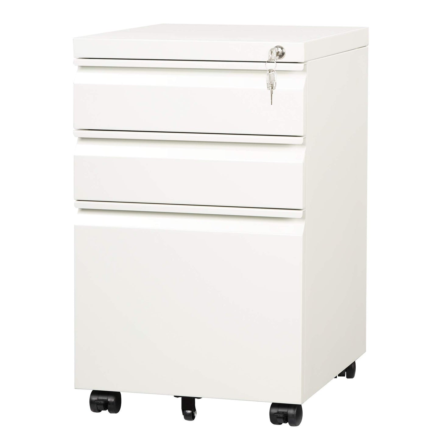 DEVAISE 3-Drawer Mobile File Cabinet (Under Office Desk), Assembled Except Casters, Fits Letter/Standard Sizes, White - WoodArtSupply