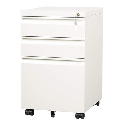 DEVAISE 3-Drawer Mobile File Cabinet (Under Office Desk), Assembled Except Casters, Fits Letter/Standard Sizes, White