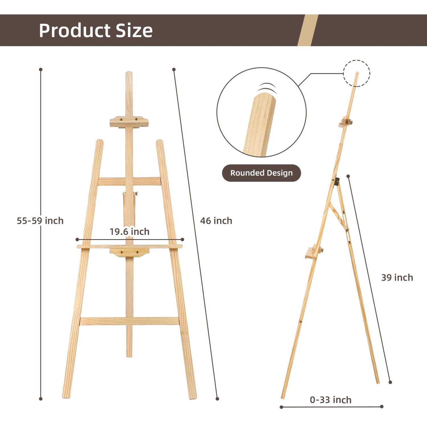 Stuelloaf Adjustable Wooden Painting Easel, Art Easel Stand Hold up to 48'', Painting Canvas for Wedding Sign and Poster, Drawing for Adults, Stuelloaf