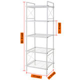 YOHKOH 5 Tier Metal Storage Rack Closet Shelves,Standing Storage Shelf Units for Laundry Bathroom Kitchen Pantry Closet(White,17.0L x 12.9W x 53.3H) YOHKOH