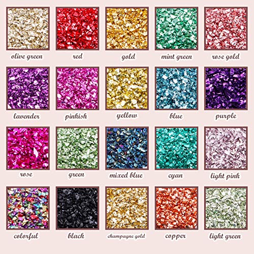 Crushed Glass Craft Glitter for Resin, Irregular Metallic Crystal Chips Sprinkles Chunky Glitter Shiny Nail Sequins Flakes for Nail Art DIY Jewelry - WoodArtSupply