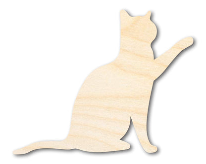 Unfinished Wood Pawing Cat Shape | Craft Cutout | up to 36" DIY 4" / 1/4"