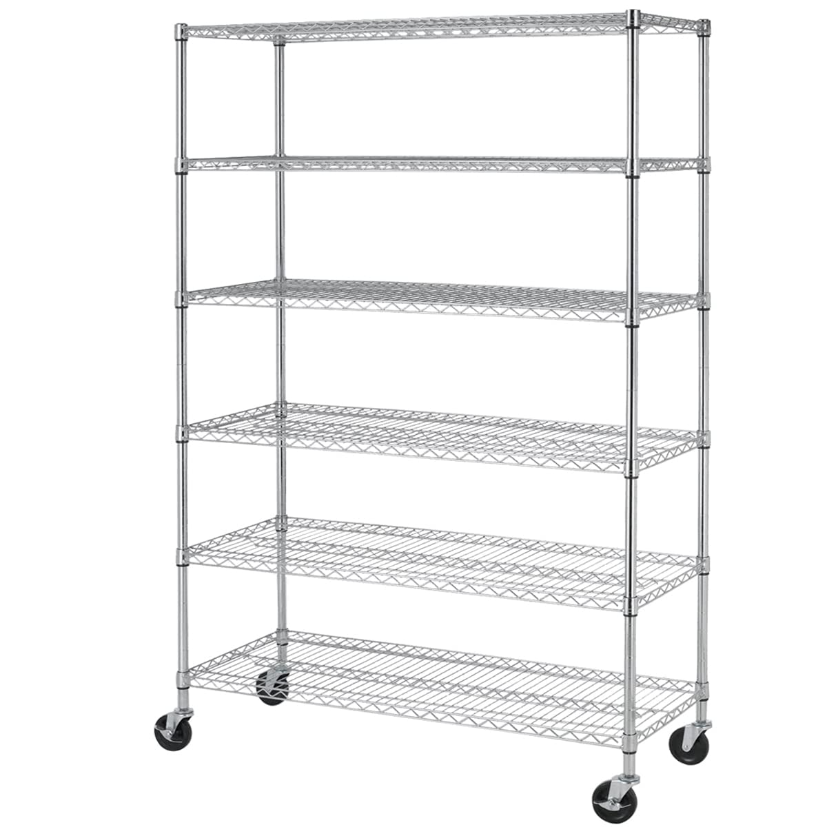 TYNB, Metal Storage Rack 6000 Lbs Capacity, 6 Tier Metal Shelf with Wheels 48In L×18In W×76In H NSF Height Adjustable Movable Heavy Duty Wire TYNB