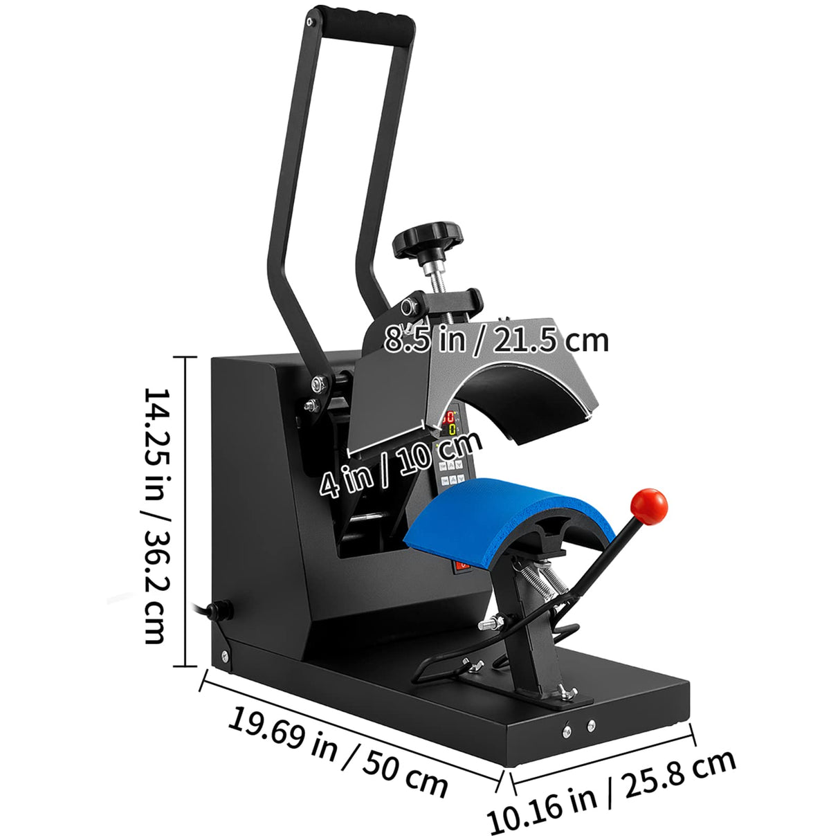 VEVOR Hat Heat Press, 4-in-1 Cap Heat Press Machine, 6x3inches Clamshell Sublimation Transfer, LCD Digital Timer Temperature Control with 4pcs Curved VEVOR