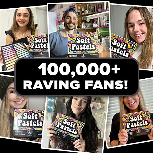 HIPPIE CRAFTER Soft Chalk Pastels Art Supplies Set of 24 Color Pastels for Artists Non Toxic Oil Free Soft Pastel Chalk for Colored Chalk Art Art HIPPIE CRAFTER