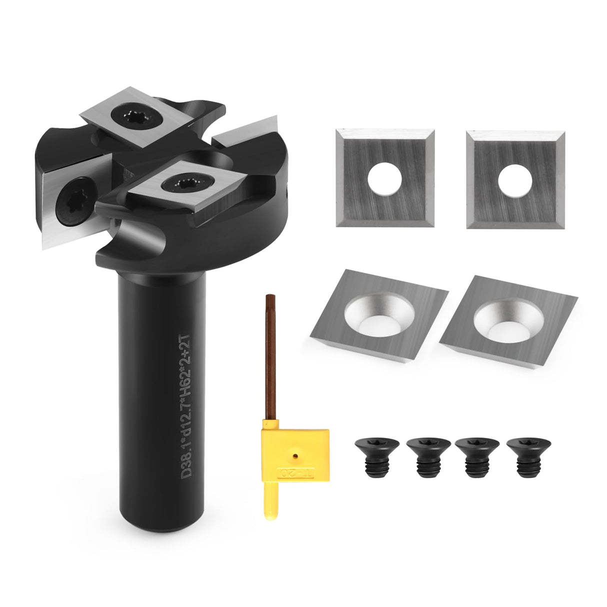 CNC Spoilboard Surfacing Router Bit 1/2" Shank, Slab Flattening Router Bit , 2+2 Flutes Insert Carbide Wood Planer Router Bits, Planing Bit for HOZLY