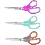 Scissors, iBayam 8" All Purpose Scissors Bulk 3-Pack, Ultra Sharp 2.5mm Thick Blade Shears Comfort-Grip Scissors for Office Desk Accessories Sewing iBayam