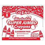 Cra-Z-art Super Jumbo Crayon Bulk Class Pack 200ct 8 Assorted Colors Cra-Z-Art