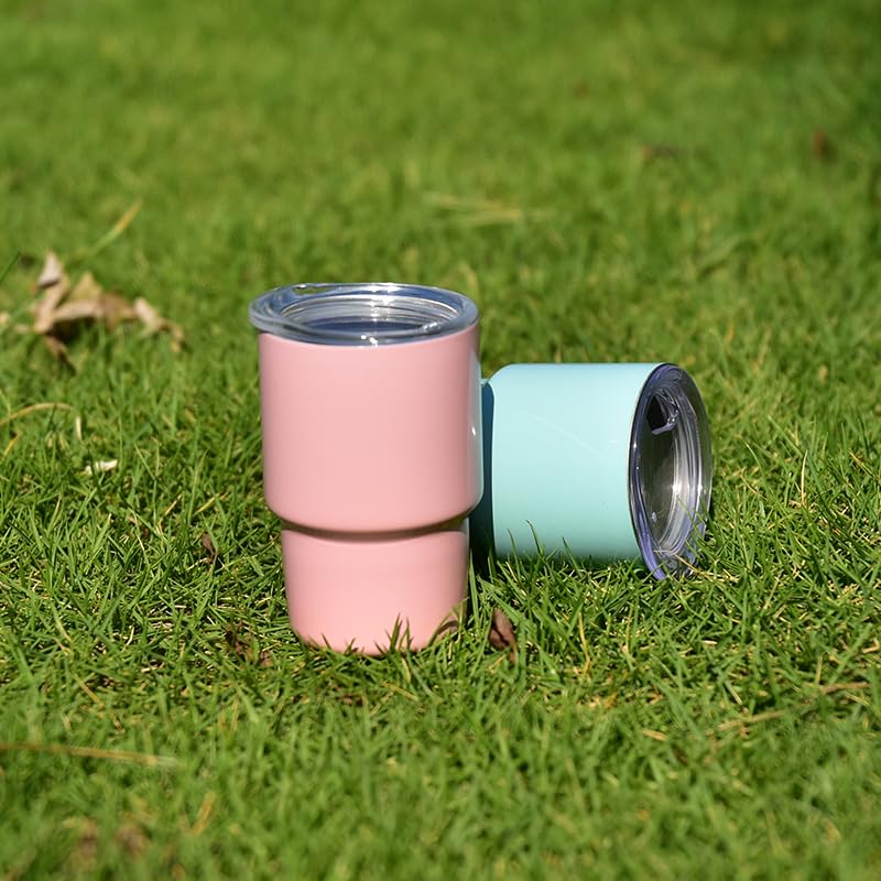 AGH 3 oz Mini Tumbler Shot Glass with Straw and Lid Colored Stainless Steel Sublimation Tumblers Double Wall Vacuum Insulated Cups, 6 Pack AGH