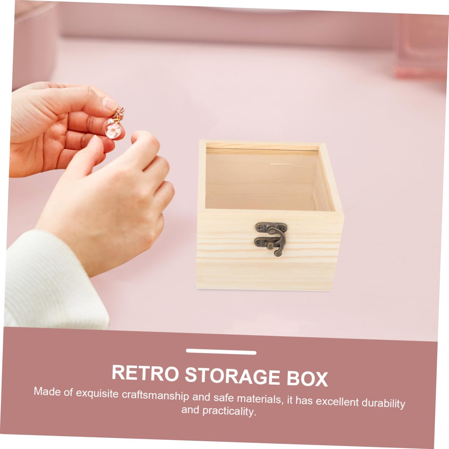 Unomor 2pcs Boxes Wooden Storage Box Small Wooden Boxes Car Interior Wood Boxes for Crafts Wood Crates Unfinished Wood Treasure Wood Unpainted Unomor