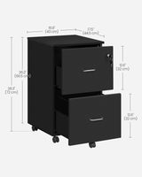 VASAGLE 2-Drawer File Cabinet, Locking Wood Filing Cabinet for Home Office, Small Rolling File Cabinet, Printer Stand, for A4, Letter-Size Files, VASAGLE
